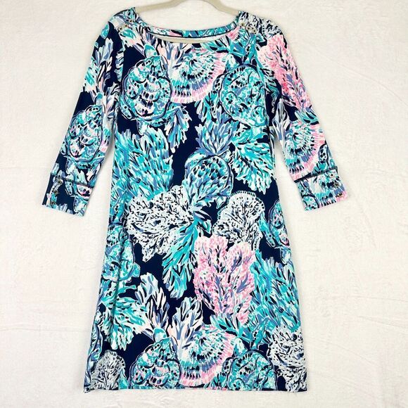 Lilly Pulitzer Sophie Dress High Tide Size Medium UPF 50 Vacation Beach Preppy - Picture 1 of 7
